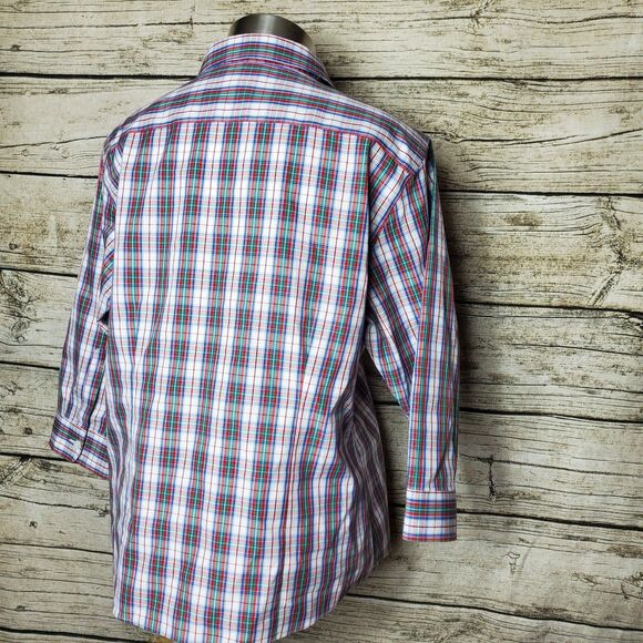 L L BEAN Womens Button TOP 3/4 Sleeve PLAID Wrinkle Free Size MP - Picture 3 of 8